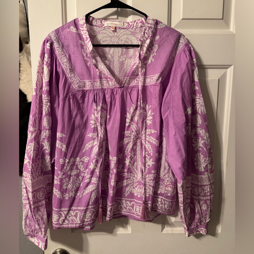 Flying Tomato Lavender Floral Blouse